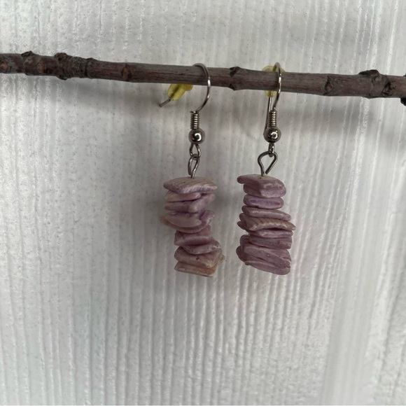 Purplish Pink Real Stone Dangle Earrings - Picture 1 of 4